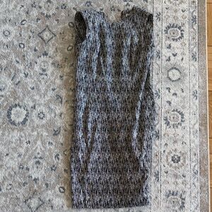 Calvin Klein Black and White Textured Midi Sheath Dress